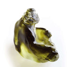 LIULI Crystal Art Crystal "An Easy Heart-A Wide Embrace" Buddha Figurine in Clear Dark Green