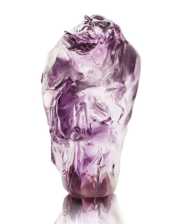 LIULI Crystal Art Crystal "An Easy Heart-An Unsolicited Wind" Buddha Figurine in Clear Violet