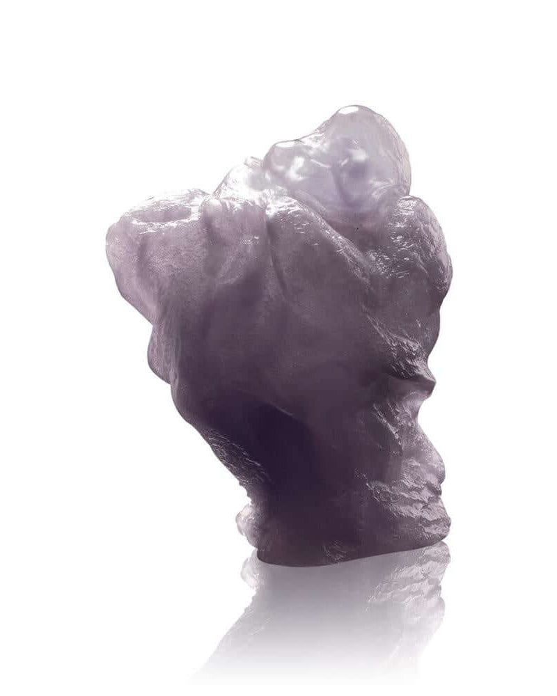 LIULI Crystal Art Crystal "Great Joy-All Encompassing" Matreiya, Happy Buddha Figurine in Powder Purple