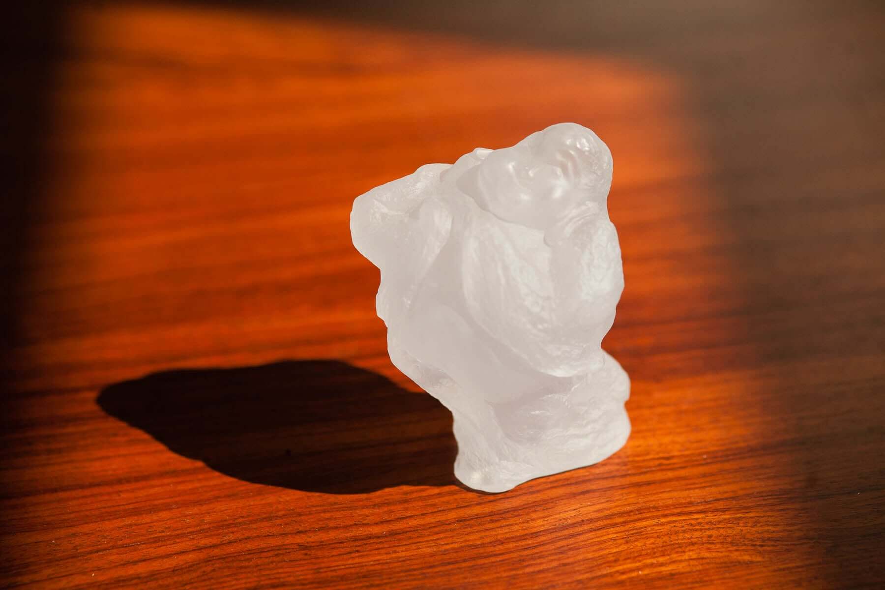 LIULI Crystal Art Crystal Buddha, Matreiya, Happy Buddha, Great Joy-All Encompassing, Purple Powder *Showroom Sample*