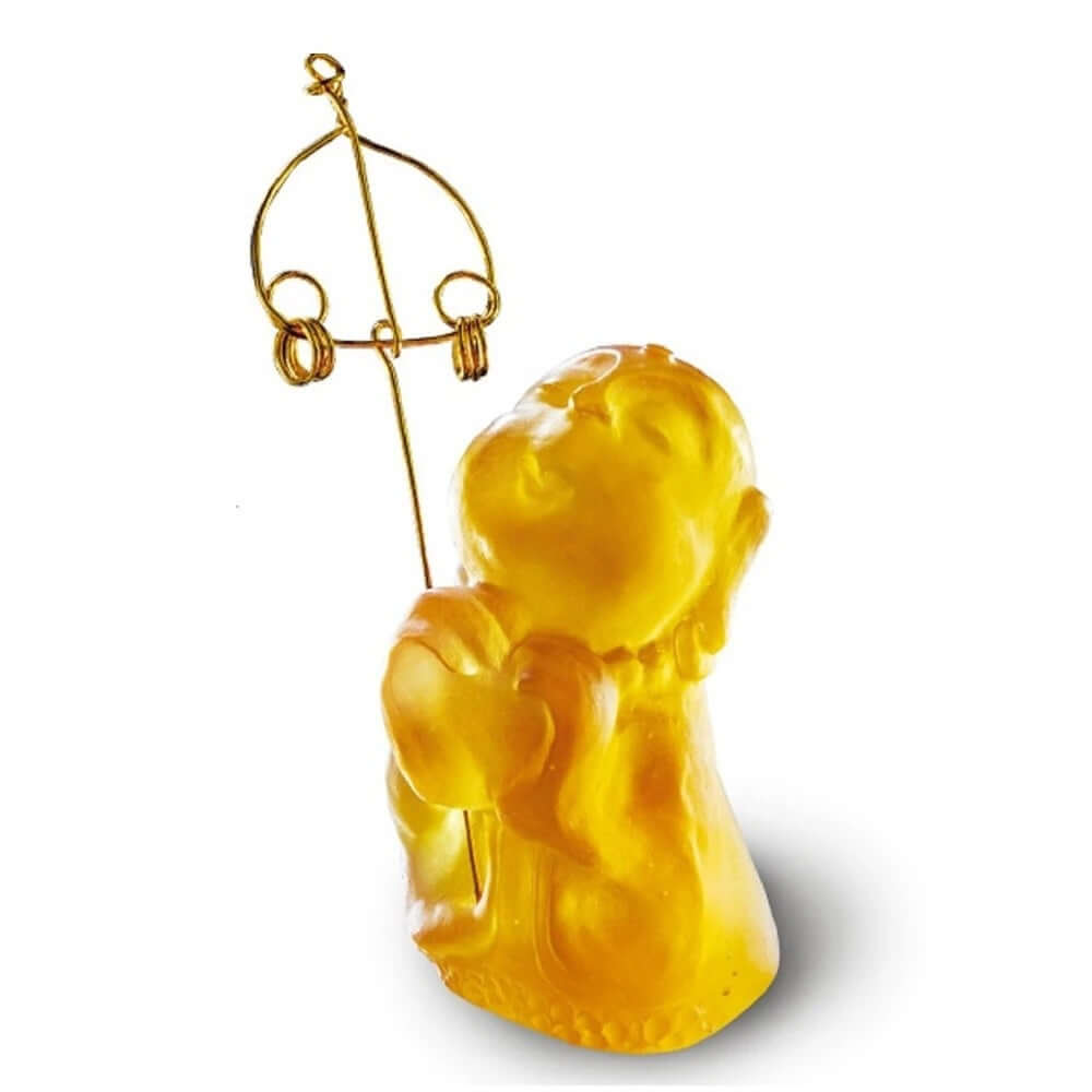 LIULI Crystal Art Crystal Buddha, "Joyous and Worry-Free, A Kind Heart Rewarded" Ksitigarbha Bodhisattva in Amber