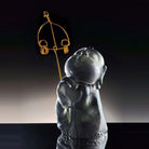 LIULI Crystal Art Crystal Buddha, "Joyous and Worry-Free, A Kind Heart Rewarded" Ksitigarbha Bodhisattva in Dark Grey