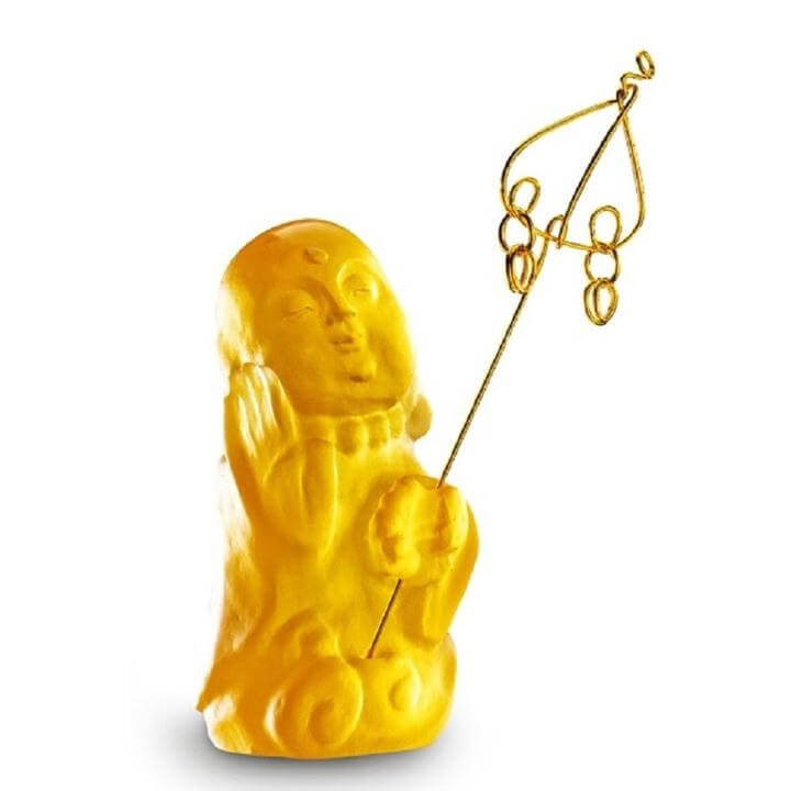 LIULI Crystal Art Crystal Buddha, "Joyous and Worry-Free, I Am Not Afraid" Ksitigarbha Bodhisattva in Amber