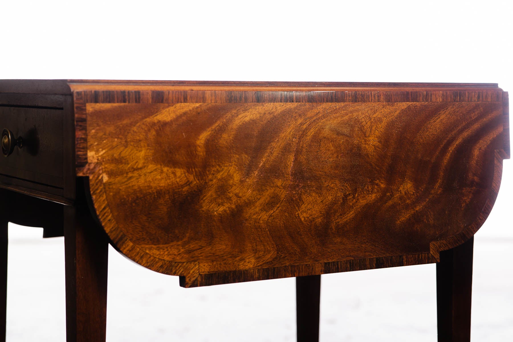 Vintage Leather Top Drop Leaf Mahogany Pembroke Side Table